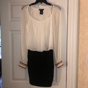Long sleeve black and white dress